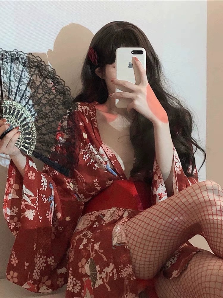 Robe Silk Women - Kimono japonais sexuel, vêtements de nuit